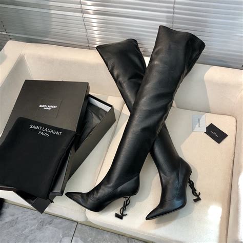 ysl thigh high boots vintage ruffle|Vintage Ysl Boots .